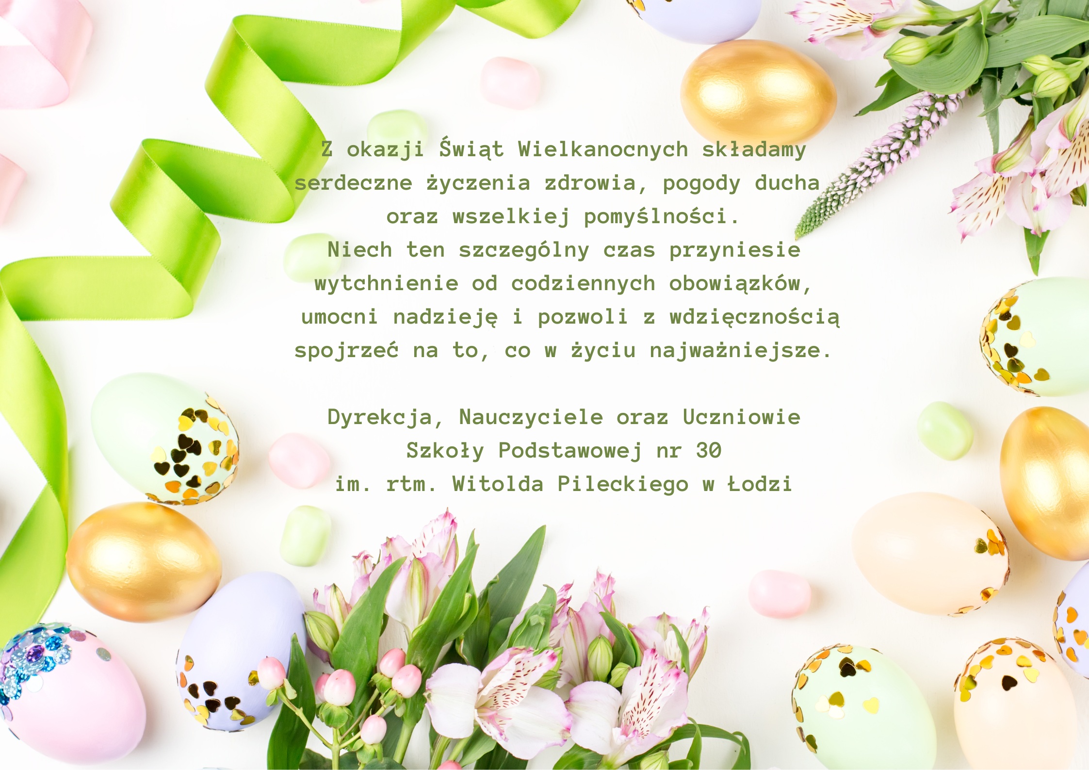 Na zdjęciu zamieszczone są życzenia wielkanocne. 