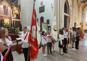 Uczniowie klasy 7a podczas Mszy Świętej ku czci Św. Stanisława Kostki